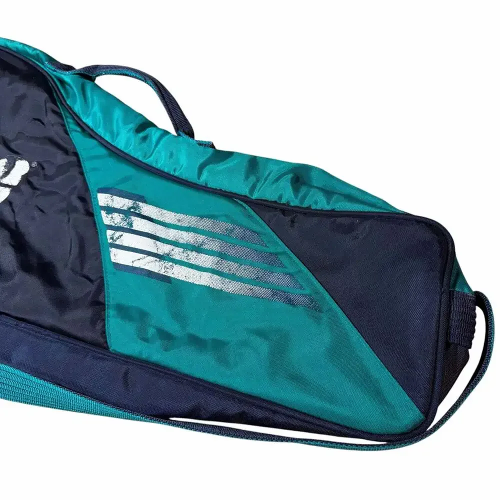 Vintage Prince Teal and Navy Blue Tennis Racquet Bag with Shoulder Strap